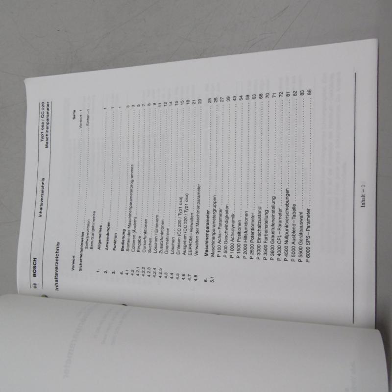 Handbuch Komplettsatz für BOSCH CC 220 Steuerung bestehend aus 8 Büchern,  Bedienungsanleitung, Parameter, Programmieranleitung, Fräszyklen, Diagnose, Fehlermeldung