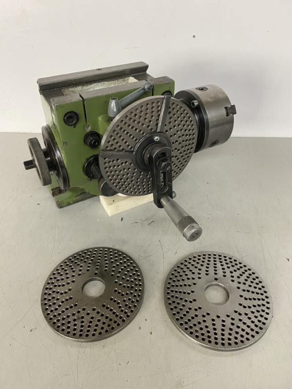 Teilapparat mit Kurbel und Lochscheibe + 3-Bachen Drehfutter Ø 125 mm