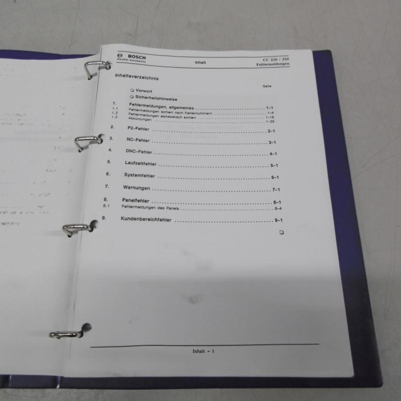 Handbuch, Handbuchsatz bestehend aus 3 Büchern: Ersatzteilliste, Schaltplan,  Fehlermeldungsbuch Bosch CC 220 für Trumpf Trumatic 235