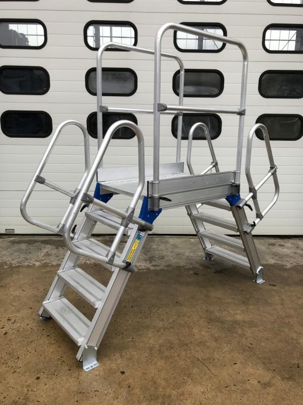 Stationäre Podestleiter, Plattformtreppe, Aluleiter, Überstieg