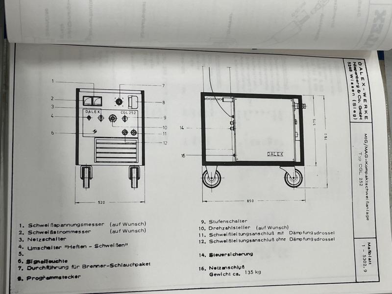 Bedienungsanleitung, Betriebsanleitung, Stromlaufplan für Schutzgasschweißgerät MIG/MAG