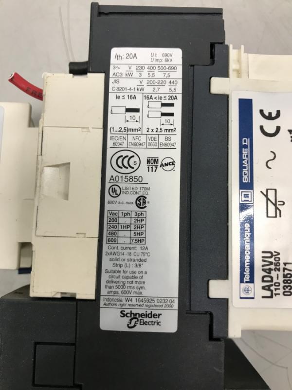 Leistungsschütz, Lastschütz, Luftschütz, Schütz, Leistungsschalter, Motorschütz mit Motorschutzrelais 0,63 - 1 A