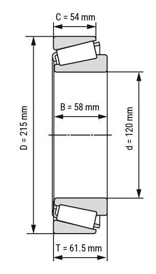 Kegelrollenlager 32224 J2, Wälzlager -- 120-215-61,5