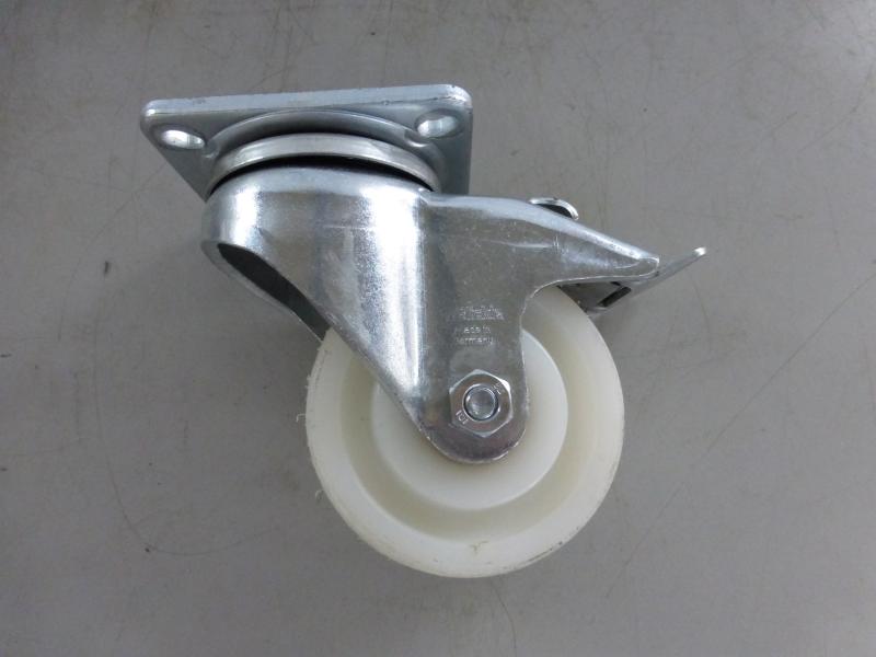 4 Stück sehr stabile Bockrollen, Lenkrollen mit weißen Polyamid Rädern Ø 100 mm, Traglast je 280 kg