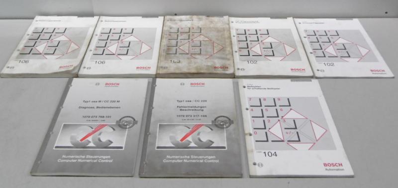 Handbuch Komplettsatz für BOSCH CC 220 Steuerung bestehend aus 8 Büchern,  Bedienungsanleitung, Parameter, Programmieranleitung, Fräszyklen, Diagnose, Fehlermeldung