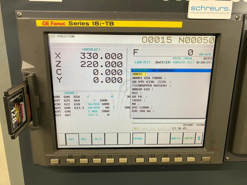 CNC Drehmaschine mit angetriebenen Werkzeugen und Y-Achse,  CNC-Steuerung FANUC Series 18i-TB