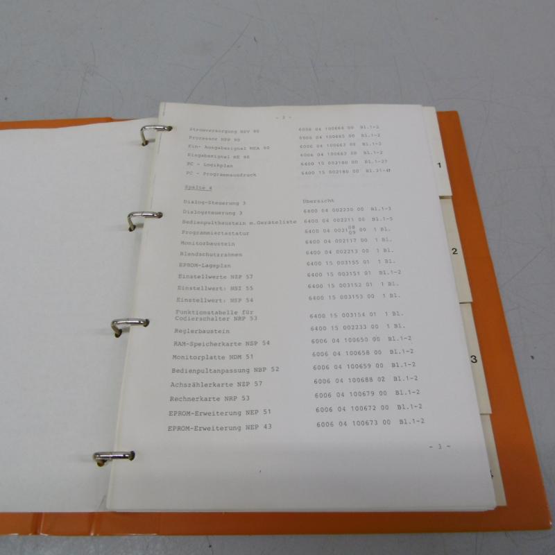 Handbuch, Elektrische Unterlagen, Schaltplan, Geräteliste, Bosch-Transistorsteller, Deckel Dialog 3