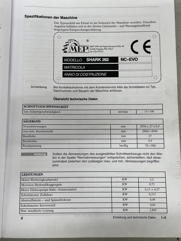 Bedienungsanleitung für Bandsägemaschine Bedienungsanleitung für Bandsägemaschine