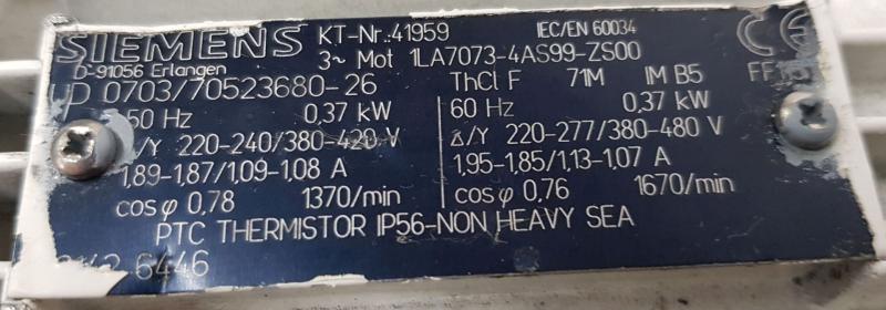 Getriebemotor mit STÖBER Getriebe, Elektromotor Käfigläufer 0,37 kW, Drehzahl 29,2 U/min.