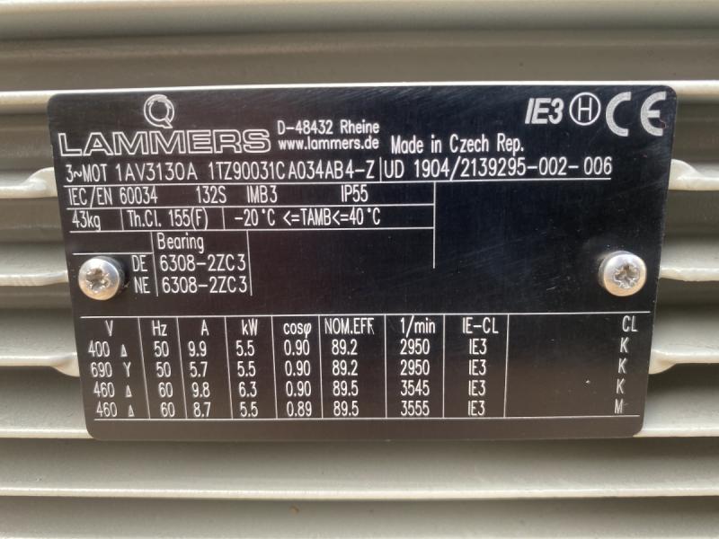 Drehstrom Elektromotor 5,5 kW Drehstrommotor Kraftstrommotor, E-Motor, Käfigläufer, Asynchronmotor