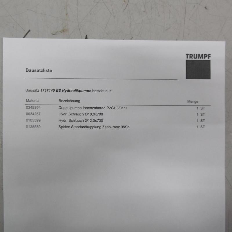 ES Hydraulikpumpe für TRUMPF TC 500 R, Trumpf Original Ersatzteil-Set Nr. 1737140 Innenzahnradpumpe