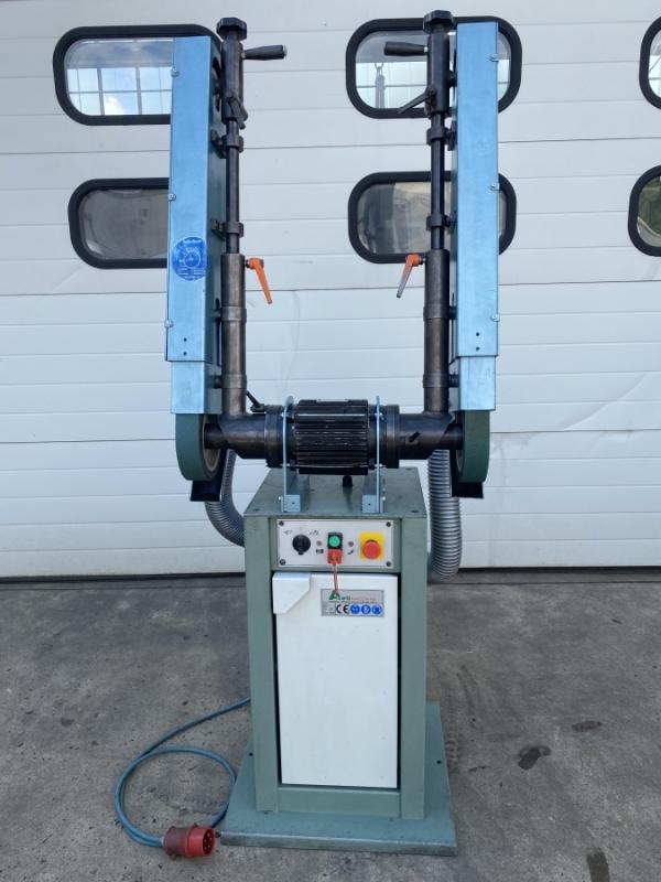 Doppelseitiger Schleifbock, Bandschleifer, Bandschleifmaschine Schmiergelbock mit 2x Bandschleifarm