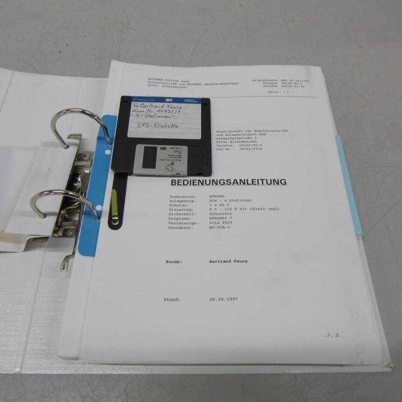 Betriebsanleitung, Programmieranleitung, Alarmliste und Anleitung Lichtbogenschweissen für Motoman Roboter,  diverse Projektdokumentationen bestehend aus Bedienungsanleitung, Stromlaufplan, SPS Programm im Lieferumfang enthalten