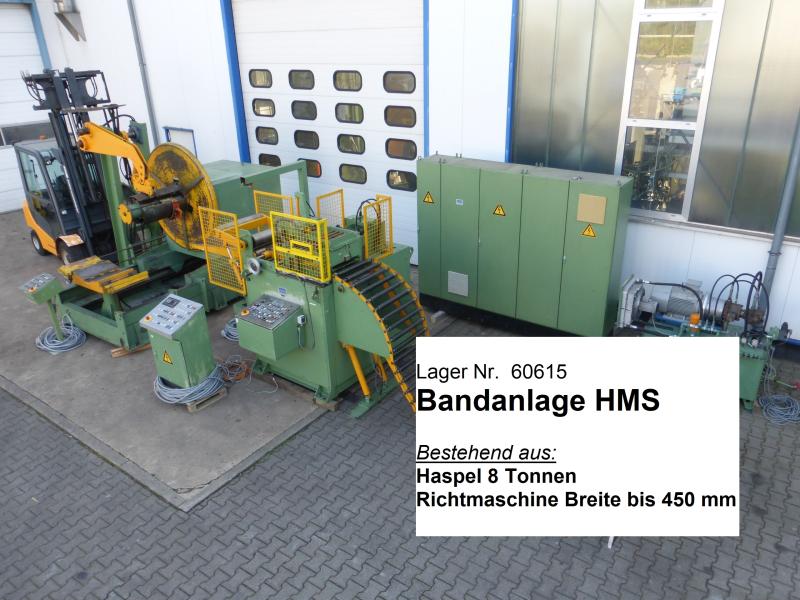 Bandanlage, Abwickelhaspel und Richtmaschine