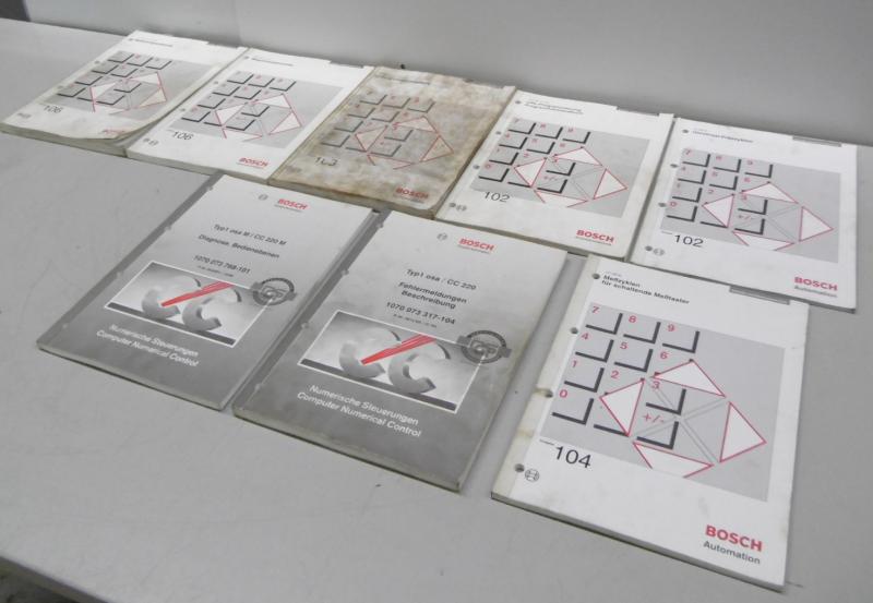 Handbuch Komplettsatz für BOSCH CC 220 Steuerung bestehend aus 8 Büchern,  Bedienungsanleitung, Parameter, Programmieranleitung, Fräszyklen, Diagnose, Fehlermeldung