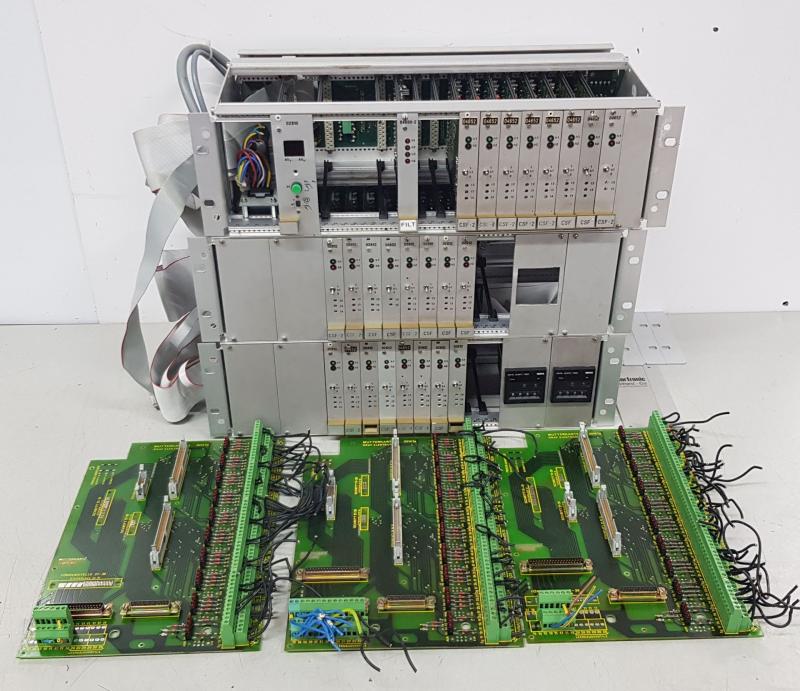 19" Einbaurack mit Einschubkarten und Mutterkarte, Zählerkarte, Filter, Förderstellenplatine