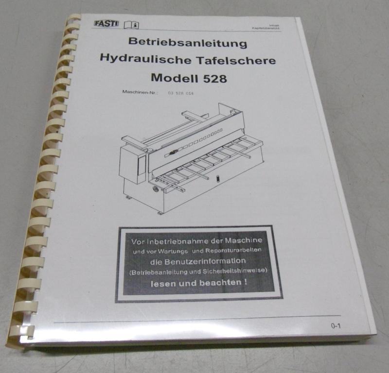 Betriebsanleitung für Tafelschere, Bedienungsanleitung, Programmieranleitung, Schaltplan usw.