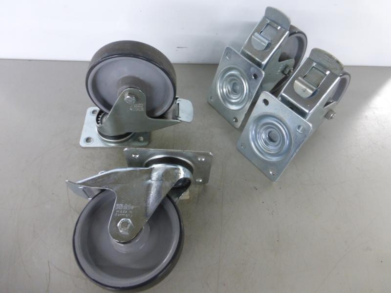 4 Stück Bockrollen, Lenkrollen mit Feststeller, lenkbare Schwerlastrolle für Transportroller