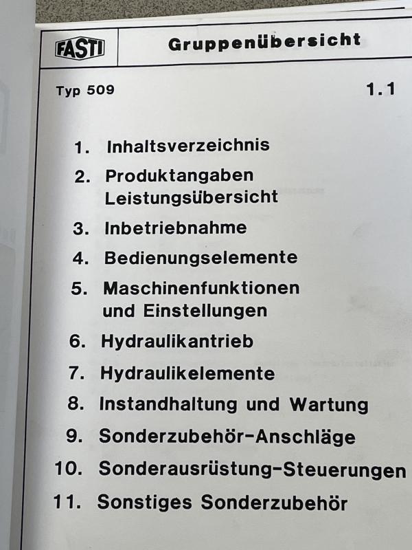Bedienungsanleitung, Betriebsanleitung, Hydraulikplan, Schaltplan usw.