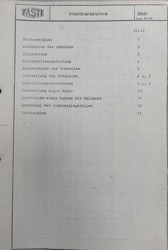 Bedienungsanleitung, Betriebsanleitung, Schaltplan usw. für Rundbiegemaschine