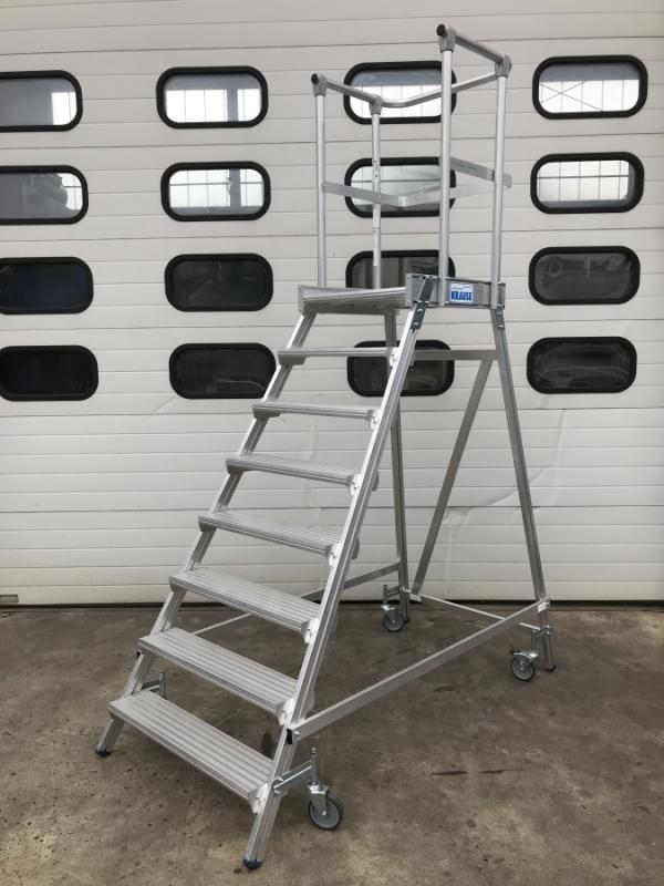 Fahrbare Podestleiter, ALU Plattformtreppe 7 Stufen + Podest