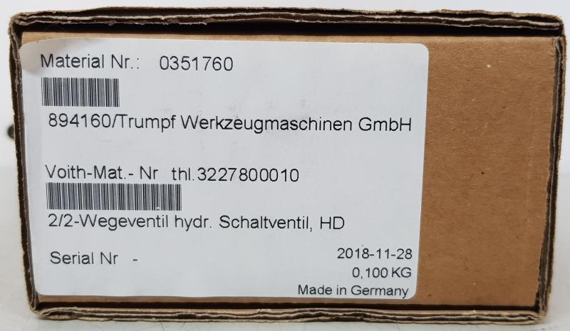Schaltventil, 2-Wege-Einbauventil NG8 / 351760 passend für TRUMPF TC 500 / 1300 Schaltventil, 2-Wege-Einbauventil NG8 / 351760 passend für TRUMPF TC 500 / 1300