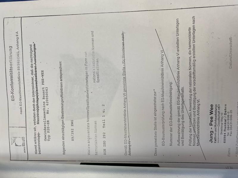 Bedienungsanleitung, Wartungsanleitung Gewinderollmaschine