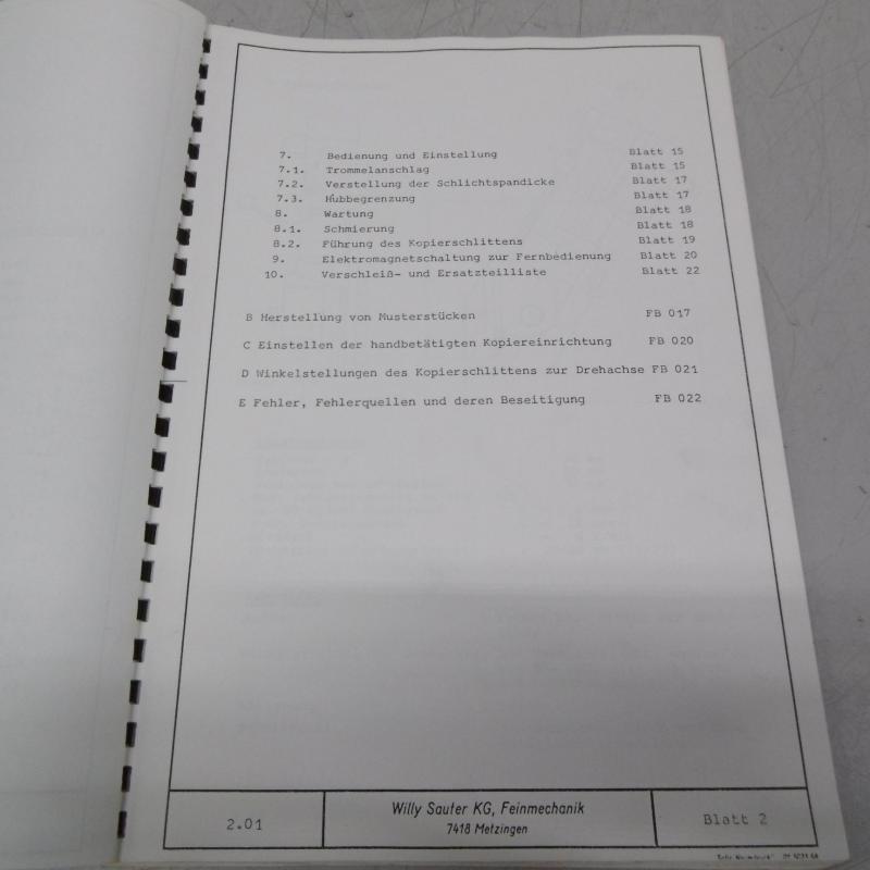 Bedienungsanleitung Hydro-Kopiereinrichtung Sauter für Hydraulische Kopiereinrichtung