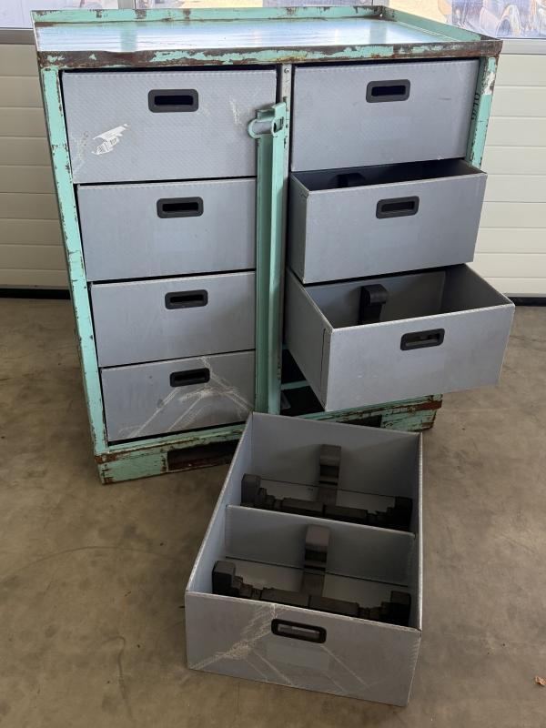 Lagerbox mit Schubkästen, Transportbox, Stellfläche wie EUR DB Gitterbox