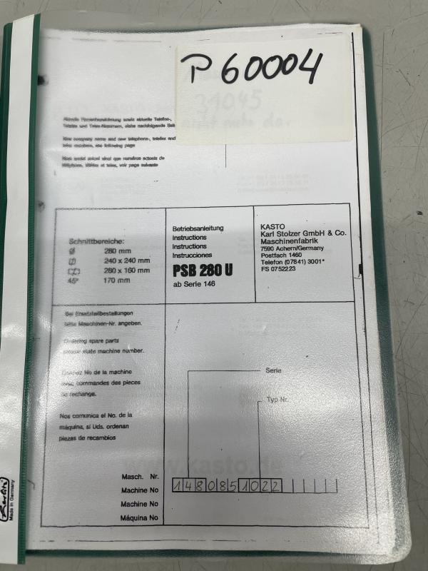 Betriebsanleitung für Bügelsäge, Bedienungsanleitung Schaltplan, Hydraulikplan, Ersatzteilliste 