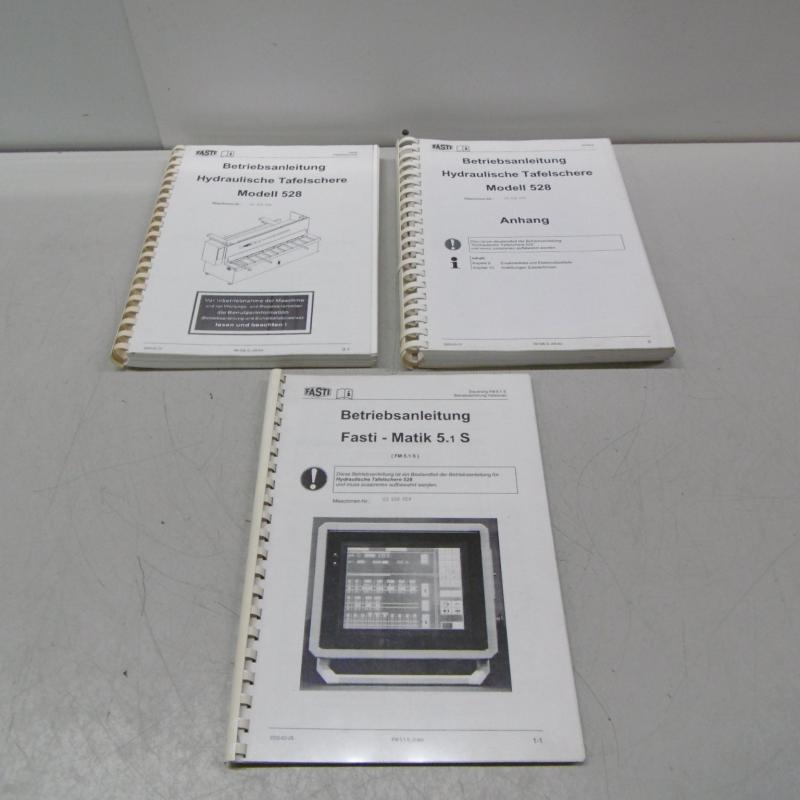 Betriebsanleitung für Tafelschere, Bedienungsanleitung, Programmieranleitung, Schaltplan usw.