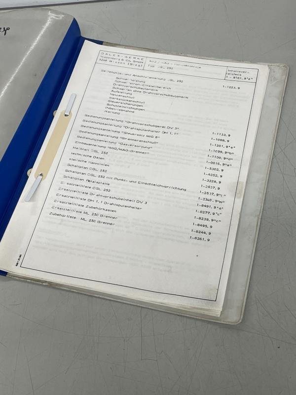 Bedienungsanleitung, Betriebsanleitung, Stromlaufplan für Schutzgasschweißgerät MIG/MAG