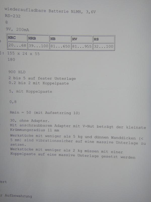 Tragbares Härteprüfgerät - DEFEKT