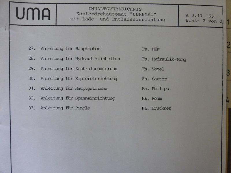 Bedienungsanleitung Kopierdrehautomat UDREMAT