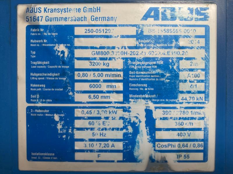 Wandschwenkkran mit Hubwerk, Schwenkantrieb und Katzfahrwerk