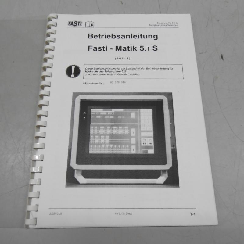 Betriebsanleitung für Tafelschere, Bedienungsanleitung, Programmieranleitung, Schaltplan usw.