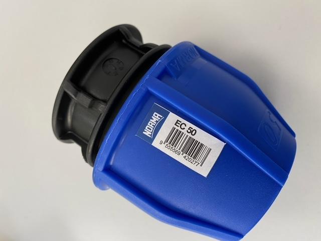 PP-Klemmringverschraubung, Endkappe Ø 50, Blindkappe, Endstopfen, Fitting, PE Verschraubung