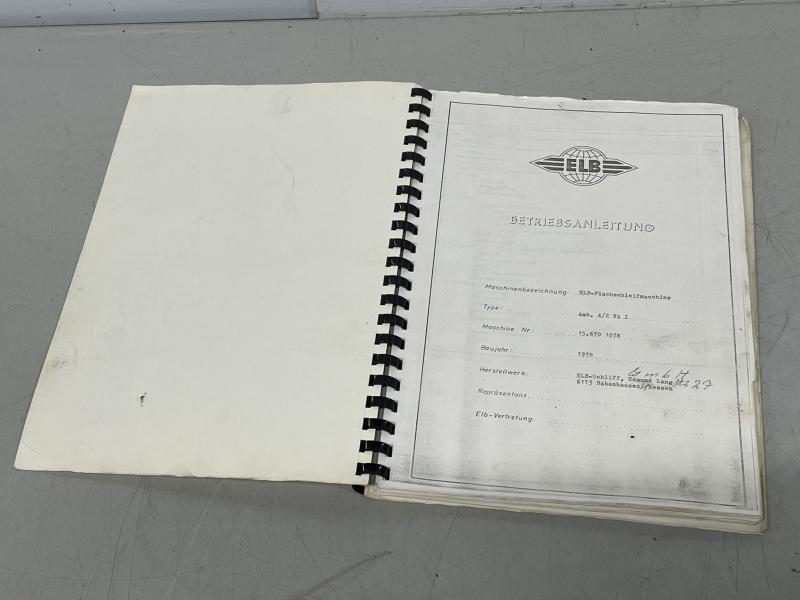 Betriebsanleitung, Bedienungsanleitung für Flachschleifmaschine Betriebsanleitung, Bedienungsanleitung für Flachschleifmaschine