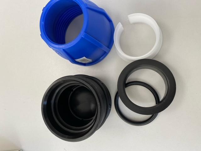PP-Klemmringverschraubung, Endkappe Ø 50, Blindkappe, Endstopfen, Fitting, PE Verschraubung