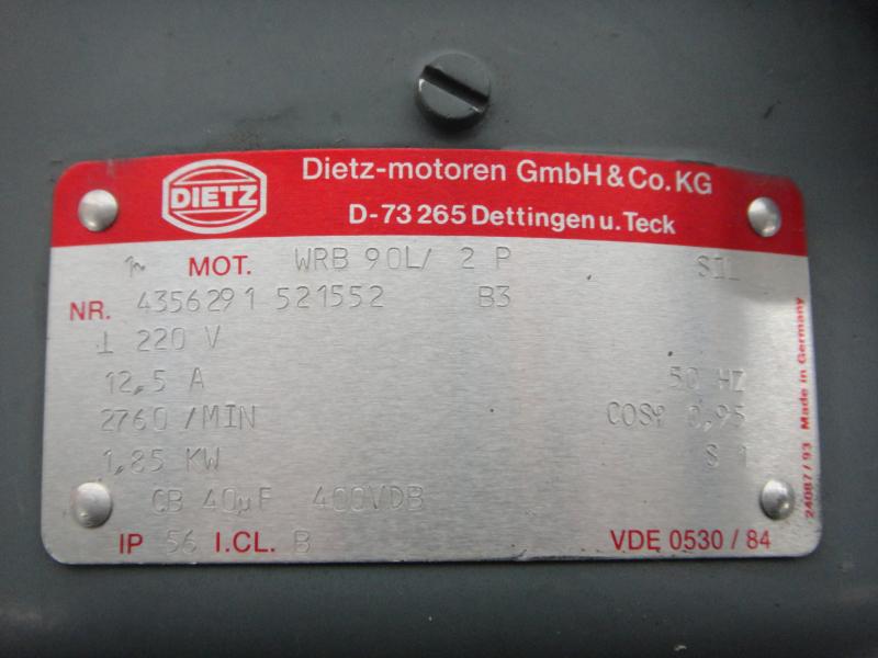 230 Volt Elektromotor 1,85 kW (Bauform B3) mit Kondensator