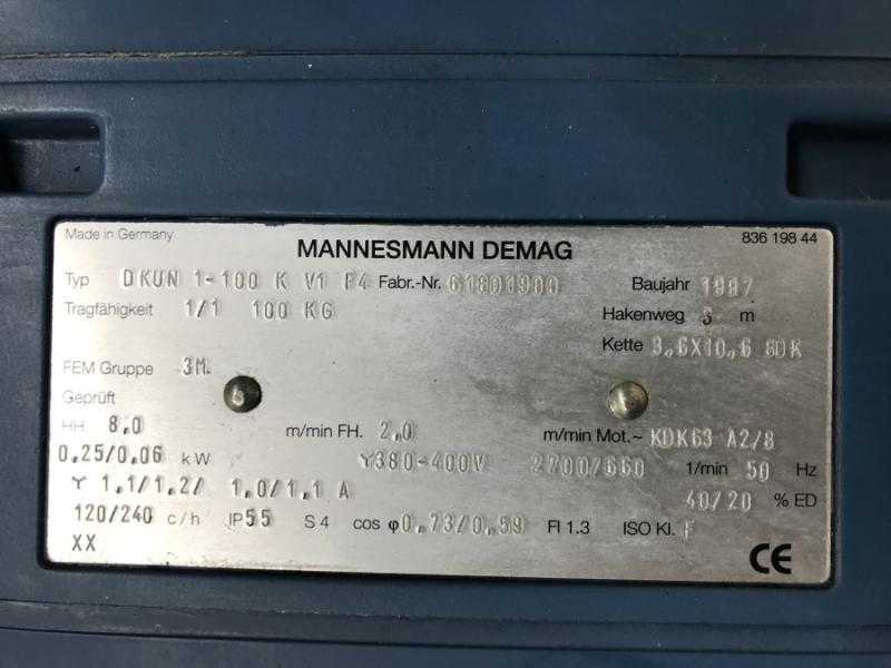 E-Kettenzug, Elektro Hubwerk, Kran 100 kg