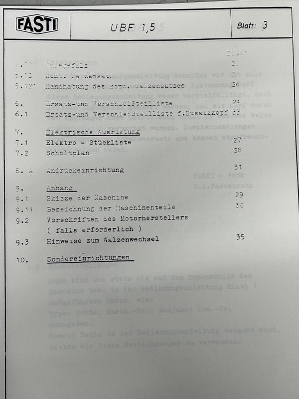 Betriebsanleitung für Universal Falzformer, Falzer Betriebsanleitung für Universal Falzformer, Falzer