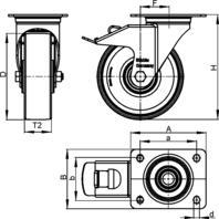 4 Stück Bockrollen, Lenkrollen mit Feststeller, lenkbare Schwerlastrolle für Transportroller