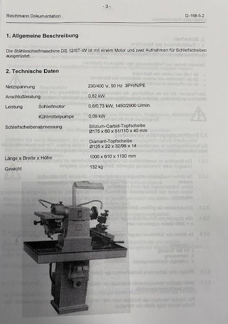 Bedienungsanleitung, und Schaltplan Stähleschleifmaschine
