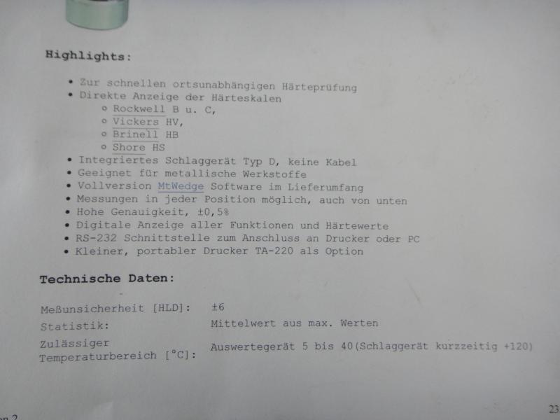 Tragbares Härteprüfgerät - DEFEKT