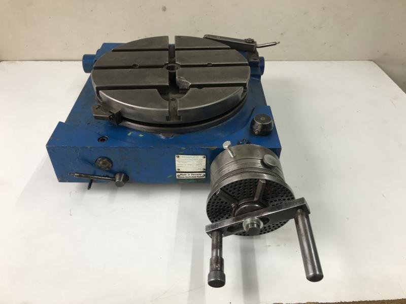 Rundtisch, Rundteiltisch mit Kurbel, Lochscheibe und Schere