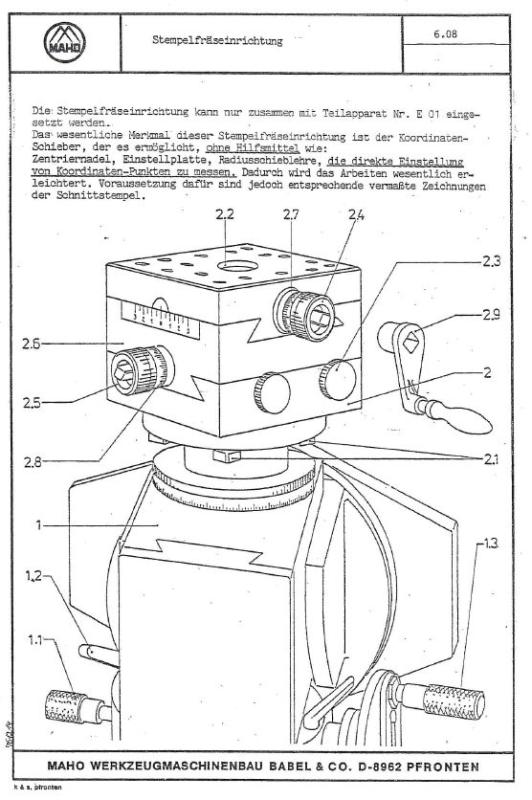 Kreuztisch mit Handrädern - Stempelfräseinrichtung