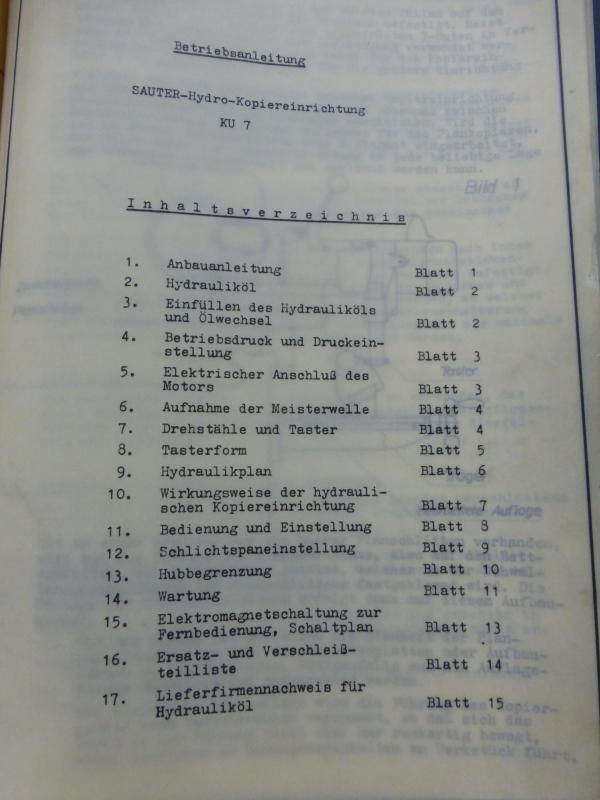 Hydraulische Kopiereinrichtung für Drehmaschine Hydraulische Kopiereinrichtung für Drehmaschine