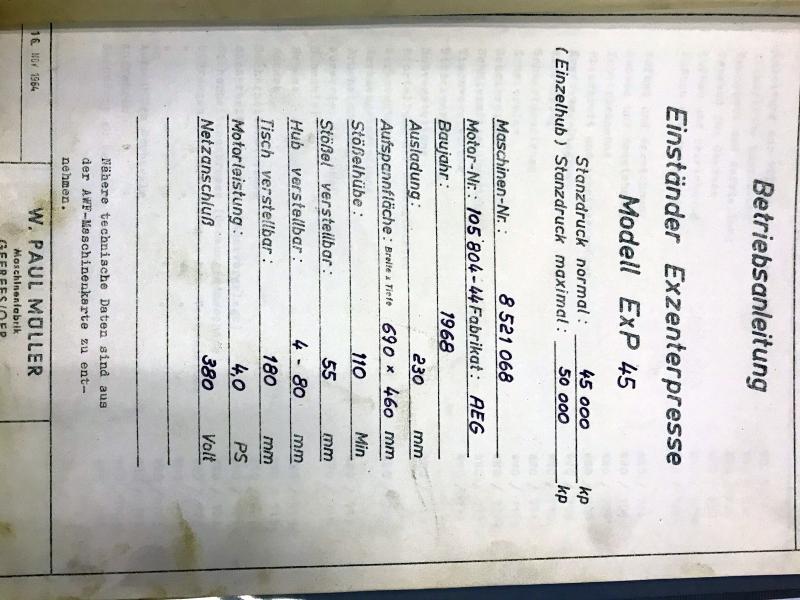 Bedienungsanleitung Müller Gefrees Exp 45