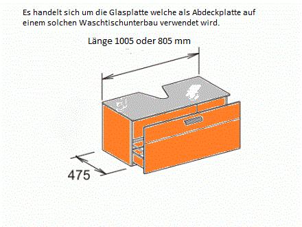 200 Stück = 1 Posten Glasplatte für Waschtisch Unterbau KEUCO Dekor Glastischplatte